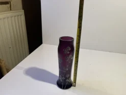 Pamono Art Nouveau Vase in Deep Purple Hand-Painted Glass, 1890s><noscript><img width=