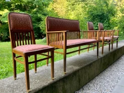 Pamono Art Nouveau Vienna Sofa and Armchairs by J.J Kohn for Jacob & Josef Kohn, 1890s, Set of 4><noscript><img width=