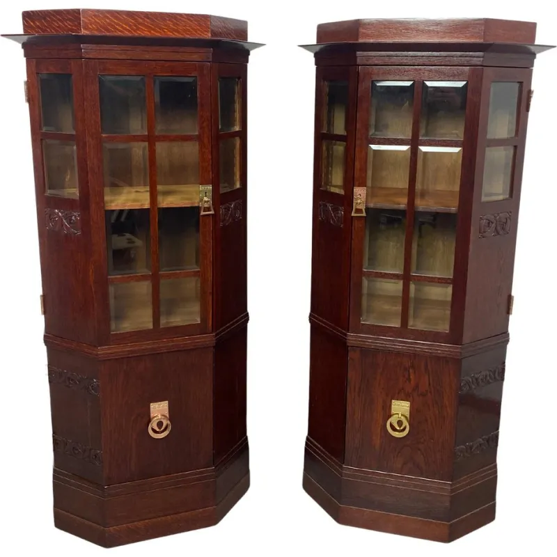 Online Pamono Art Nouveau Vitrines in the style of Joseph Maria Olbrich, 1890s-1910s, Set of 2