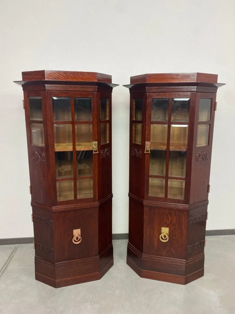 Online Pamono Art Nouveau Vitrines in the style of Joseph Maria Olbrich, 1890s-1910s, Set of 2