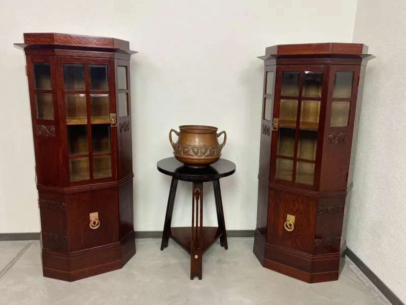 Online Pamono Art Nouveau Vitrines in the style of Joseph Maria Olbrich, 1890s-1910s, Set of 2