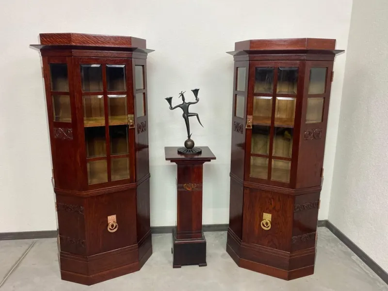 Online Pamono Art Nouveau Vitrines in the style of Joseph Maria Olbrich, 1890s-1910s, Set of 2