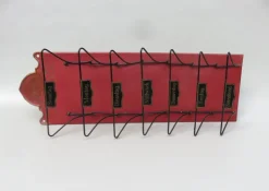 Pamono Art Nouveau Wall Newspaper Stand in Metal Bordeau Red, Black & Gold, 1890s><noscript><img width=