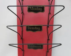 Pamono Art Nouveau Wall Newspaper Stand in Metal Bordeau Red, Black & Gold, 1890s><noscript><img width=