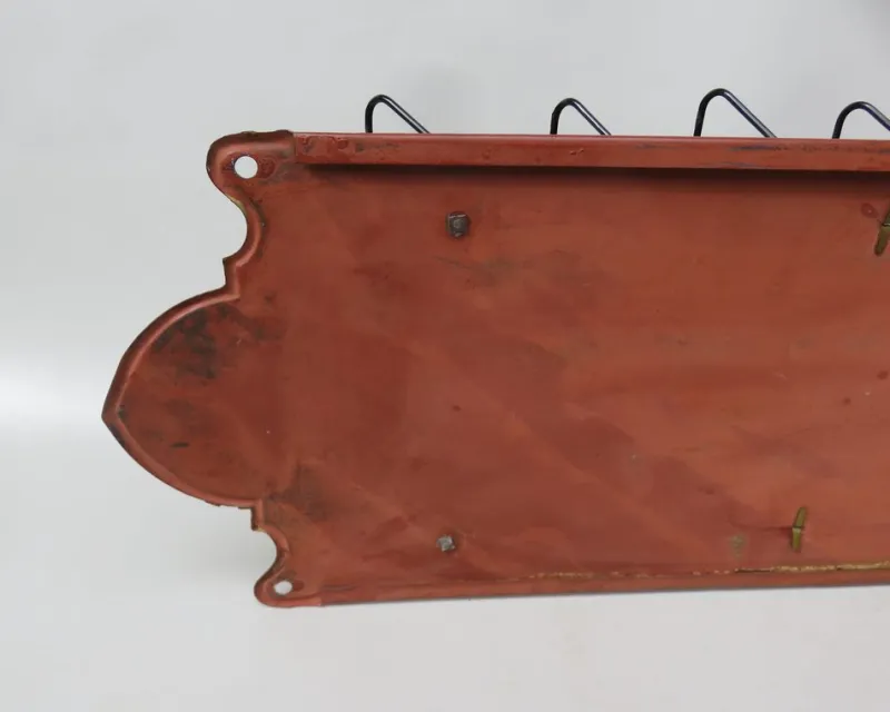 Pamono Art Nouveau Wall Newspaper Stand in Metal Bordeau Red, Black & Gold, 1890s> Magazine Racks
