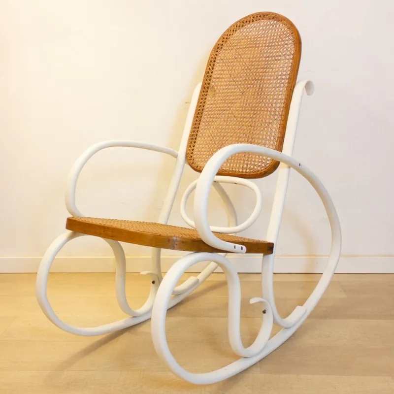 Sale Pamono Art Nouveau Wicker Rocking Chair, Spain, Late 19th Century