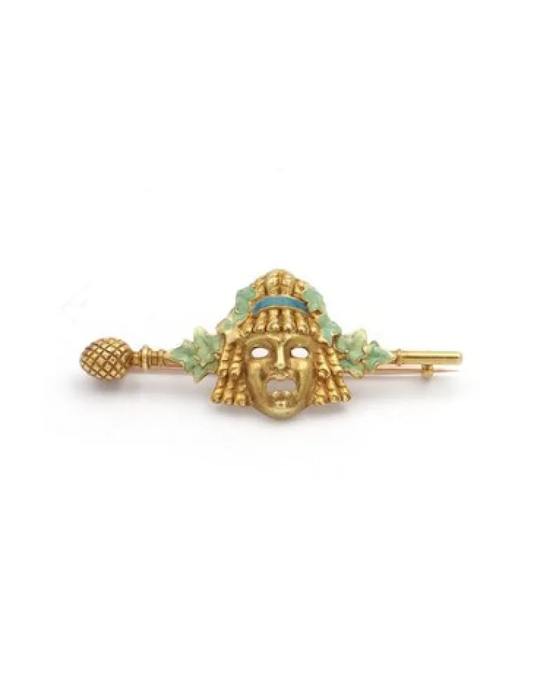 Pamono Art Nouveau Zorra Mask Brooch> Brooches