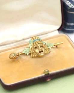 Pamono Art Nouveau Zorra Mask Brooch><noscript><img width=