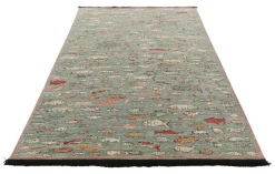Discount Pamono Art Rug in Blue with Polychromatic Fish Illustrations from R&K Principal Jahanshah Nazmiyal