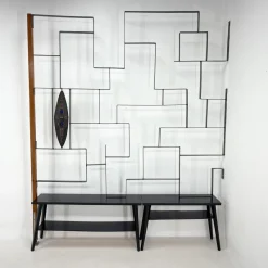 Pamono Art Wall Unit or Room Divider with Sculpture by Jelínek, 1960s><noscript><img width=