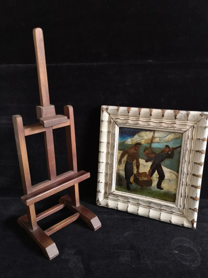 Online Pamono Artes, Basque Nautical Figures, 1930, Oil on Copper