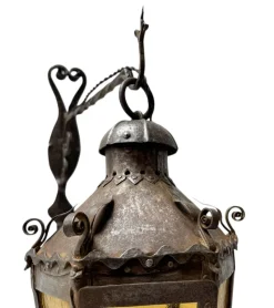 Sale Pamono Arts & Crafts Patinated Wrought Iron Lantern Wall Light, 1890s
