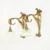 Pamono Arts & Crafts Planished Brass Wall Lamps, 1890s, Set of 2> Wall Lights & Sconces