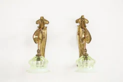 Pamono Arts & Crafts Planished Brass Wall Lamps, 1890s, Set of 2><noscript><img width=