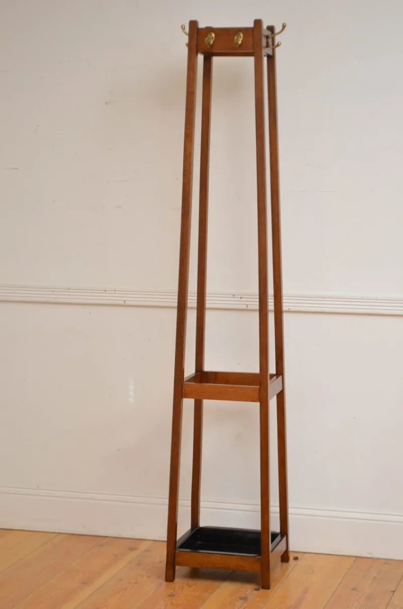 Discount Pamono Arts and Crafts Oak Hall Stand Coat Rack, 1900