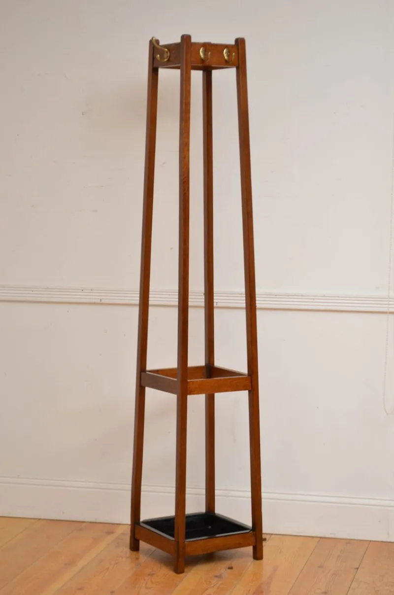 Discount Pamono Arts and Crafts Oak Hall Stand Coat Rack, 1900