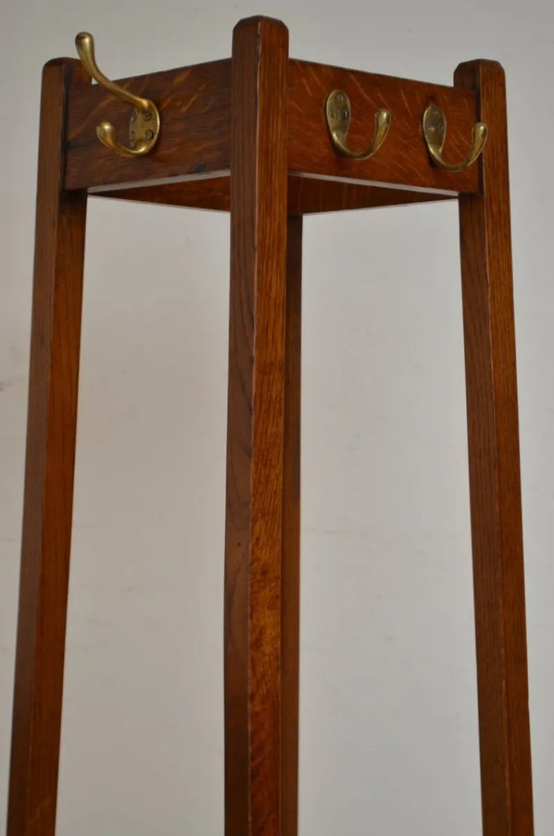 Discount Pamono Arts and Crafts Oak Hall Stand Coat Rack, 1900