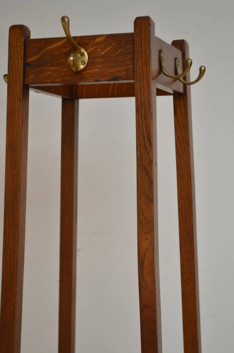Discount Pamono Arts and Crafts Oak Hall Stand Coat Rack, 1900