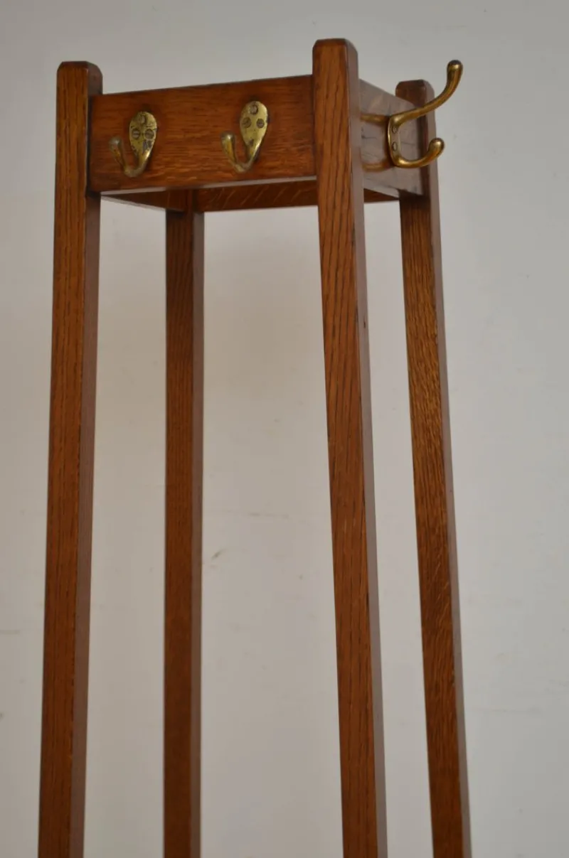 Discount Pamono Arts and Crafts Oak Hall Stand Coat Rack, 1900