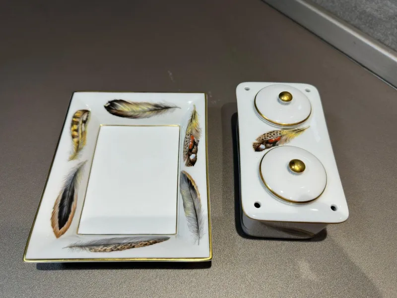 Pamono Ashtray and Inkwell Set by Vista Alegre, Set of 2> Ashtrays & Catchalls