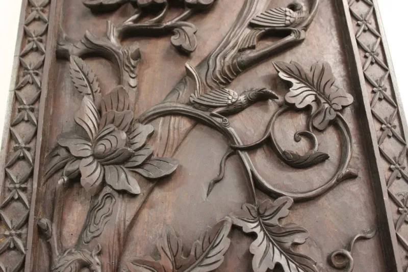 Pamono Asian Carved Wooden Columns, 1890s, Set of 2