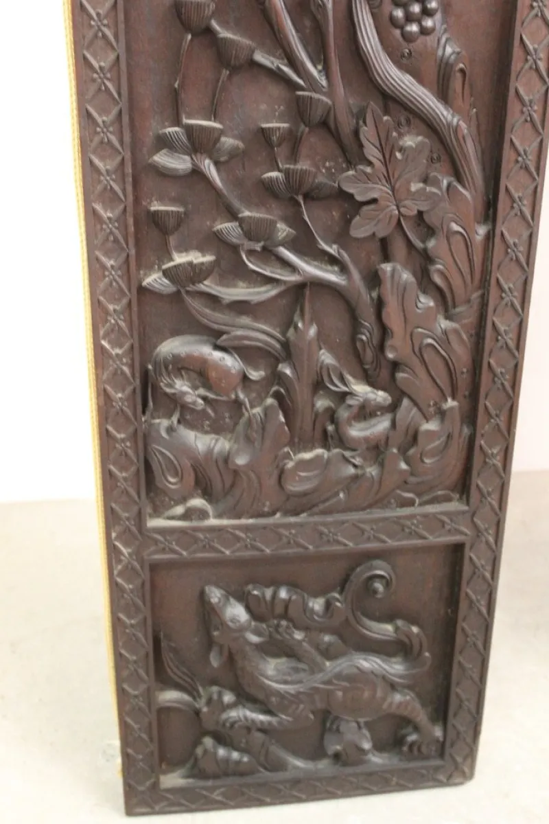 Pamono Asian Carved Wooden Columns, 1890s, Set of 2