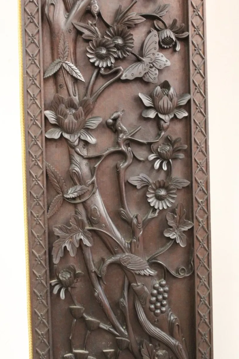 Pamono Asian Carved Wooden Columns, 1890s, Set of 2
