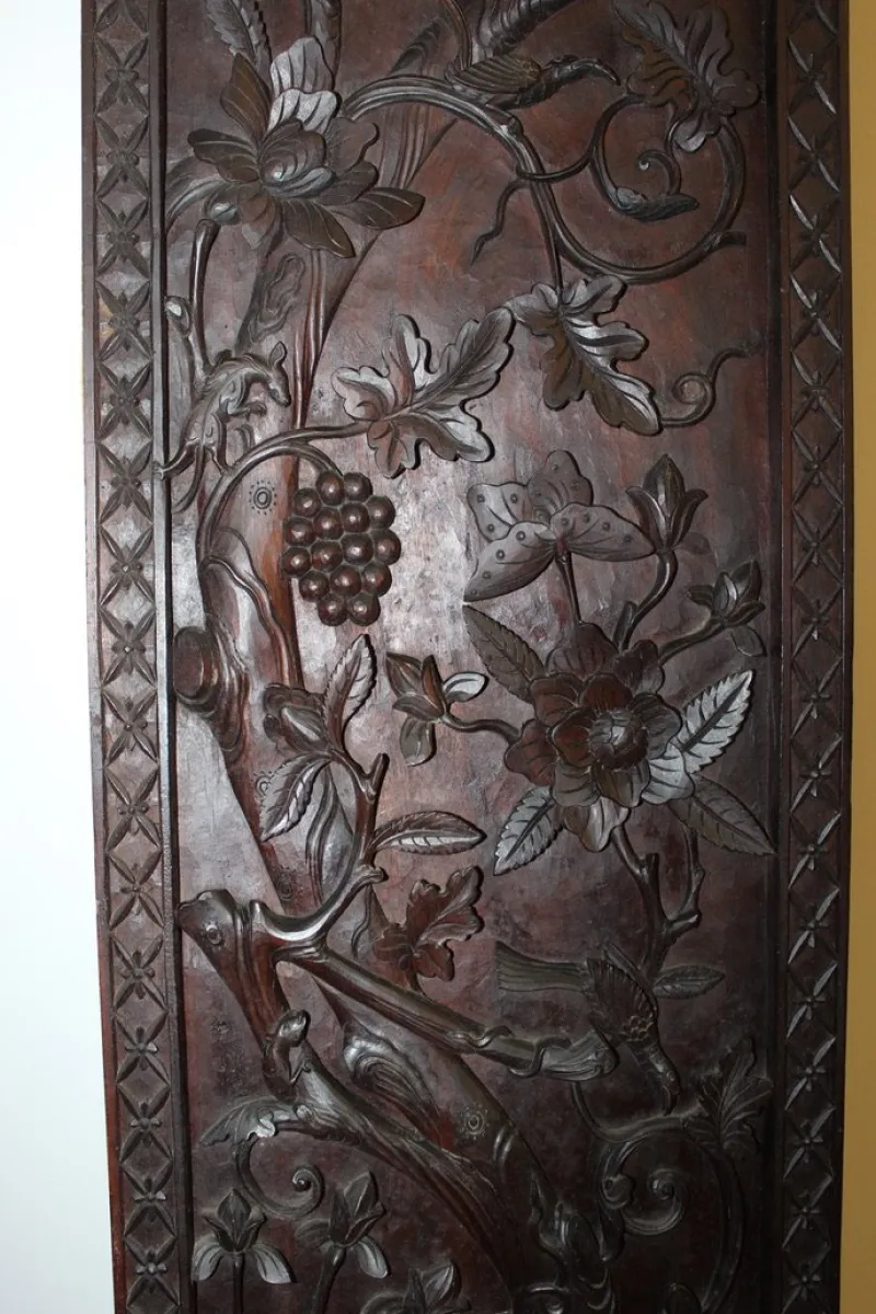 Pamono Asian Carved Wooden Columns, 1890s, Set of 2