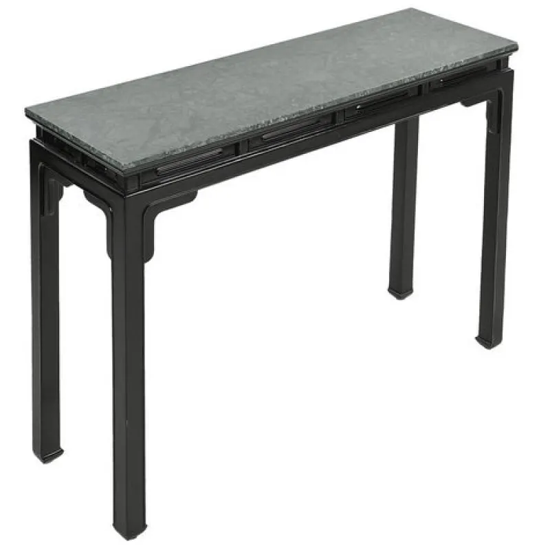 New Pamono Asian Console in Lacquered Wood with Jade Green Marble Top