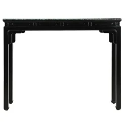 New Pamono Asian Console in Lacquered Wood with Jade Green Marble Top