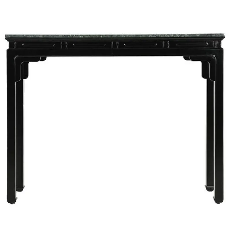 New Pamono Asian Console in Lacquered Wood with Jade Green Marble Top