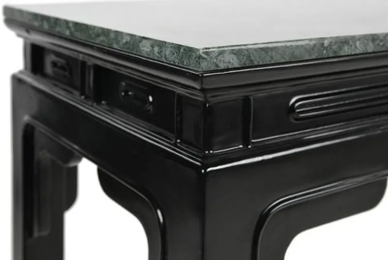 New Pamono Asian Console in Lacquered Wood with Jade Green Marble Top