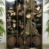 Clearance Pamono Asian Lacquered Room Divider Depicting Crane Birds