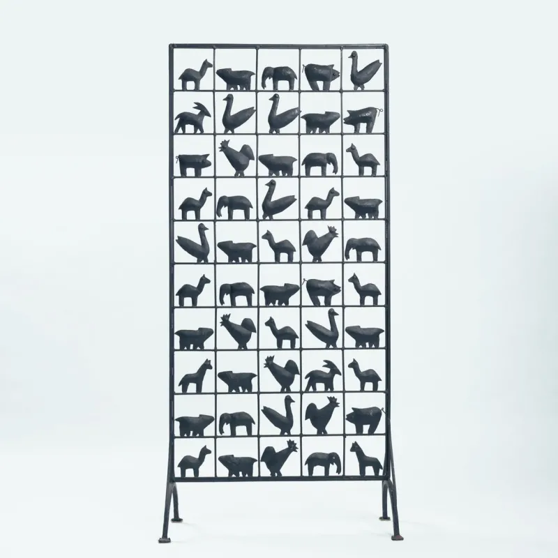 Online Pamono Atelier Marolles Freestanding Room Divider Screen with Animal Motifs in Wrought Iron by Jean Touret