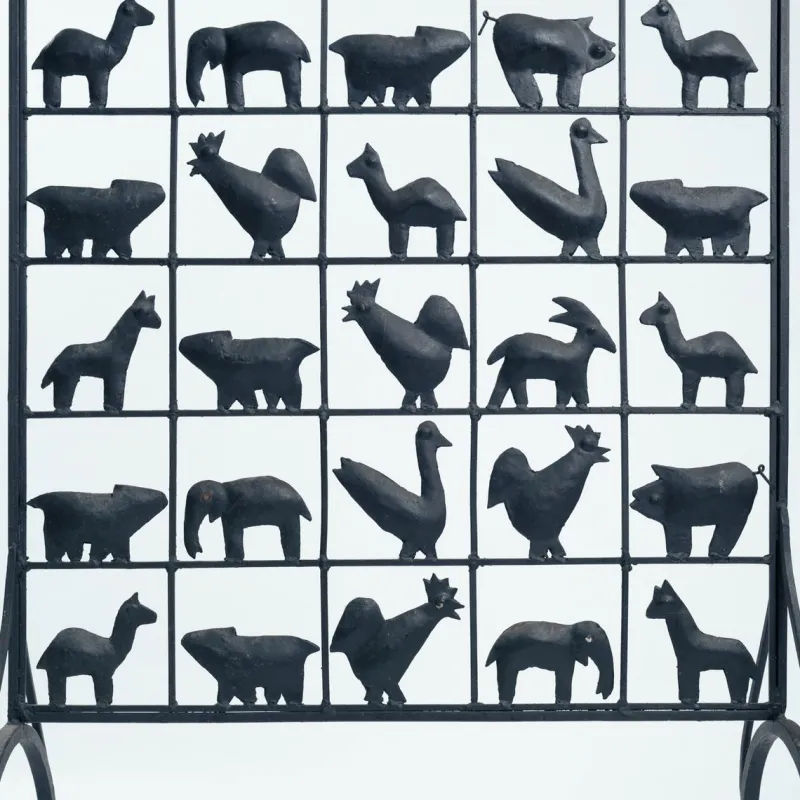 Online Pamono Atelier Marolles Freestanding Room Divider Screen with Animal Motifs in Wrought Iron by Jean Touret