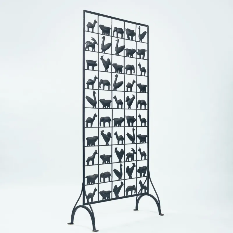 Online Pamono Atelier Marolles Freestanding Room Divider Screen with Animal Motifs in Wrought Iron by Jean Touret