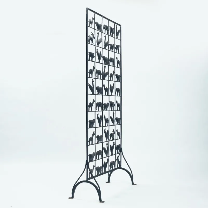 Online Pamono Atelier Marolles Freestanding Room Divider Screen with Animal Motifs in Wrought Iron by Jean Touret