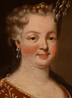 Pamono Atelier of Pierre Gobert, Louis XV King of France & Maria Leszczynska, 18th Century, Oil on Canvases, Framed, Set of 2><noscript><img width=