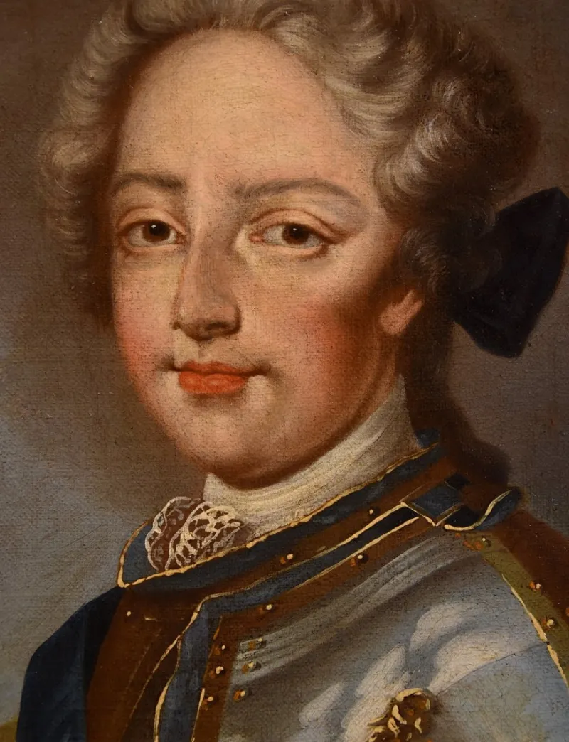 Pamono Atelier of Pierre Gobert, Louis XV King of France & Maria Leszczynska, 18th Century, Oil on Canvases, Framed, Set of 2> Old Masters