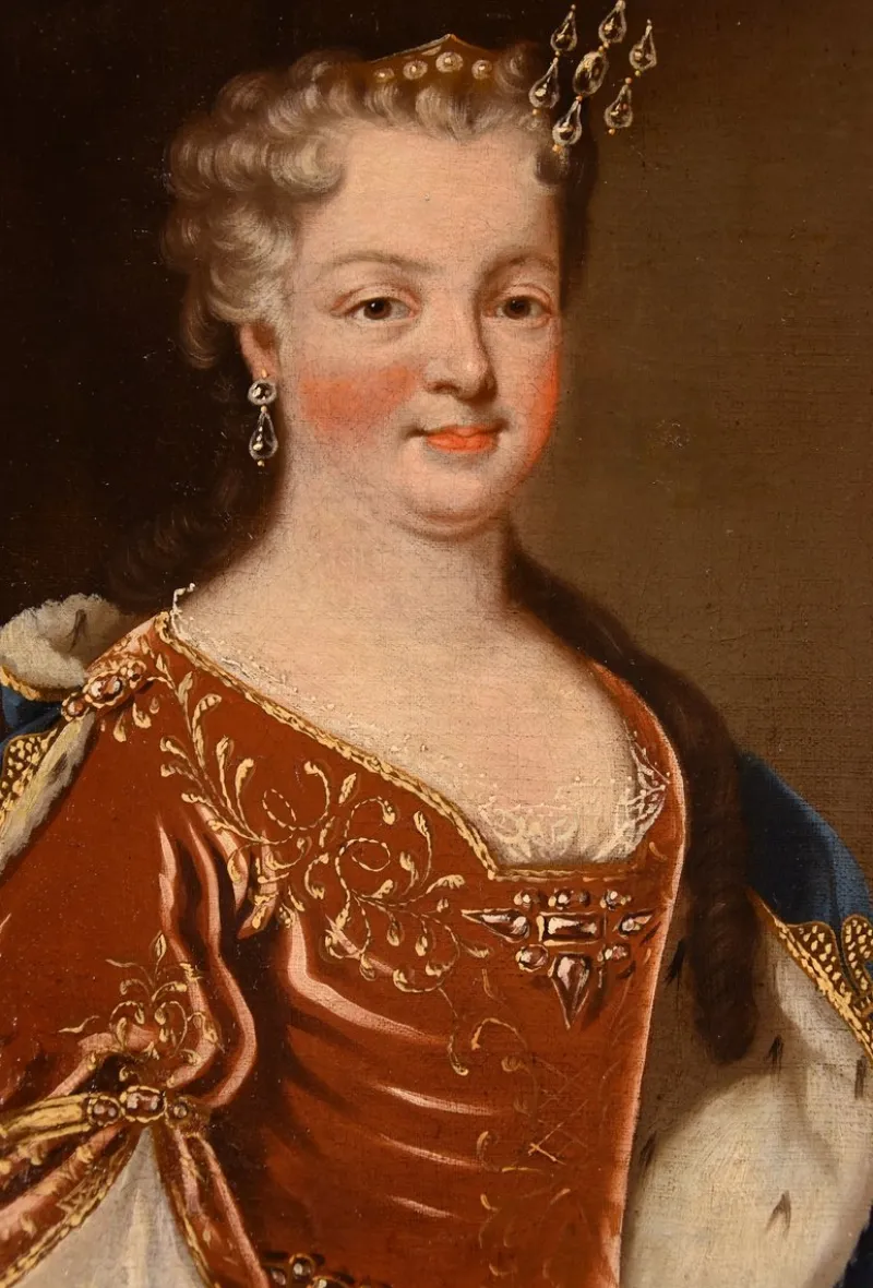 Pamono Atelier of Pierre Gobert, Louis XV King of France & Maria Leszczynska, 18th Century, Oil on Canvases, Framed, Set of 2> Old Masters