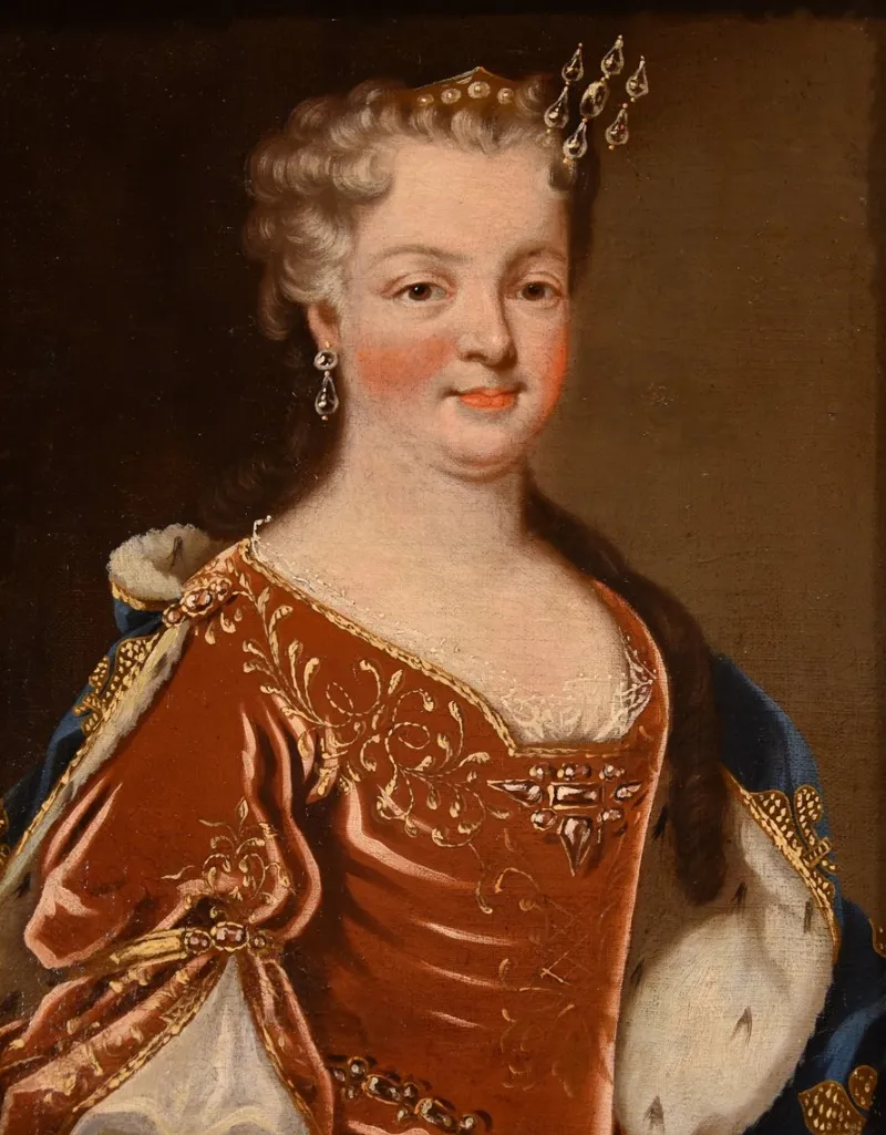 Pamono Atelier of Pierre Gobert, Louis XV King of France & Maria Leszczynska, 18th Century, Oil on Canvases, Framed, Set of 2> Old Masters