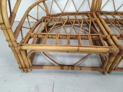 Discount Pamono Audoux Rattan Living Room Modular Bench by Adrien Audoux & Frida Minet, 1960s, Set of 3