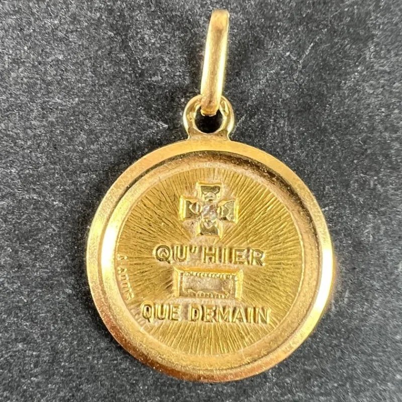 Sale Pamono Augis French 18 Karat Yellow Gold More Than Yesterday and Diamond Love Charm Pendant, 1920s