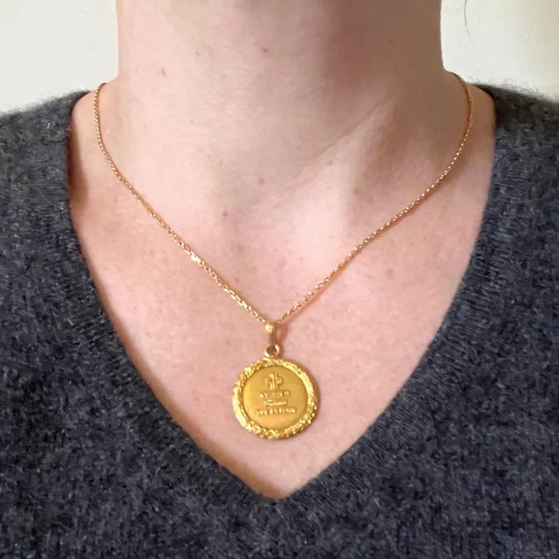 Discount Pamono Augis French Plus Quhier 18k Yellow Gold Love Charm Pendant, 1960s