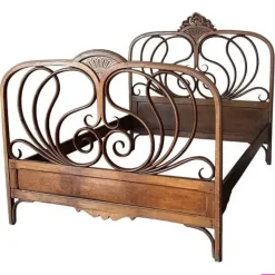 Pamono Austrian Bentwood Queen Bed by Jacob & Josef Kohn, 1900s> Beds & Bedroom Sets