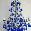 Best Pamono Austrian Chandelier in Cobalt Blue Murano Glass, 1970s