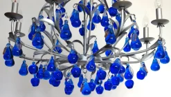 Best Pamono Austrian Chandelier in Cobalt Blue Murano Glass, 1970s