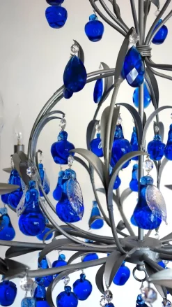 Best Pamono Austrian Chandelier in Cobalt Blue Murano Glass, 1970s