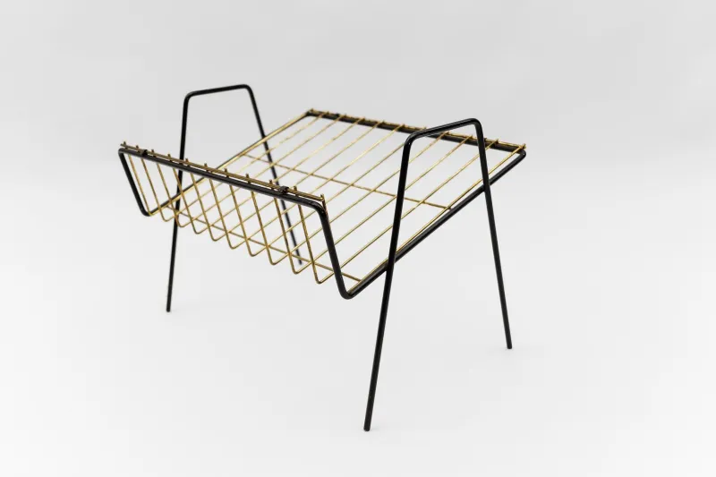 Pamono Austrian Metal Magazine Rack, 1950s> Magazine Racks