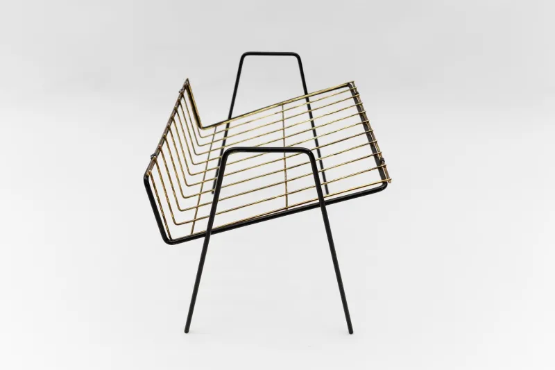Pamono Austrian Metal Magazine Rack, 1950s> Magazine Racks